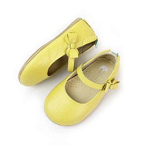 Sapato Boneca Bebê Sapatilha Amarela Couro Nimy BWE#