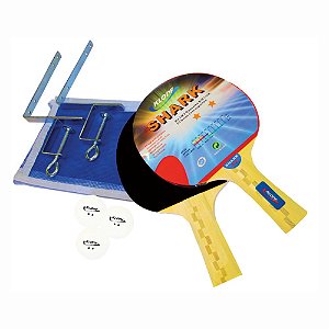 Kit Completo de Tênis de Mesa Ping Pong - 02 Raquetes, 03 Bolas, Suporte e Rede Klopf 5031