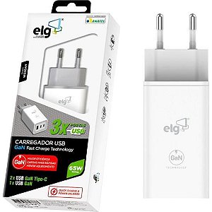 Carregador Usb W65gan 3 Saídas 3a Elg