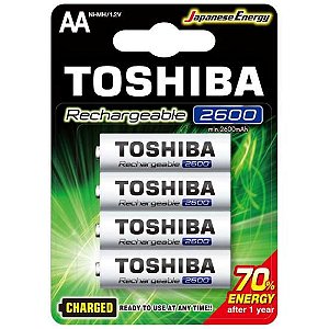 Pilha Recarregável Aa 1,2v 2600mah Tnh6gae (c/4 Pilhas) Toshiba
