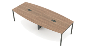 Mesa reunião Semi Oval Soft com estrutura trave
