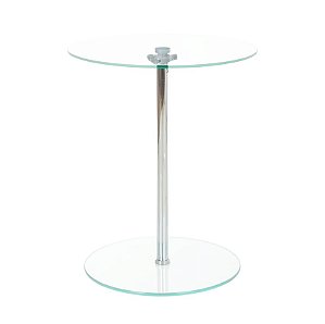 MESA DE CANTO TAMPO EM VIDRO COM REGULAGEM DE ALTURA