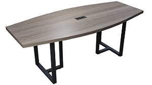 MESA DE REUNIÃO BOTE 40MM PÉ AÇO COM SUPORTE DE TOMADAS LINHA MODERATE 40MM