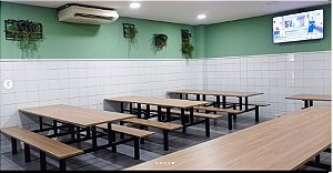 ​​​​​​​MESA DE REFEITÓRIO COM BANCO ACOPLADO – BANCO RETO (BP) 4,6 e 8 lugares