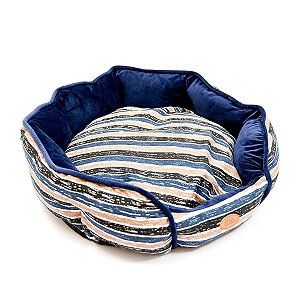 Cama para Cães Redonda Listra Azul