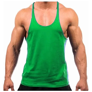 Camiseta Regata Cavada Lisa Em Dry Fit Verde