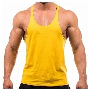 Camiseta Regata Cavada Lisa Em Dry Fit Amarela