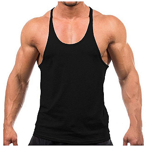 Camiseta Regata Cavada Lisa Em Dry Fit Preta