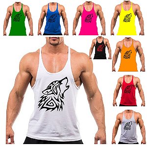 Camiseta Regata Cavada Masculina Para Musculação Fitness Bodybuilders Academia Nova  do Lobo