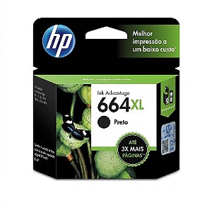 Tinta Original 664XL F6V31AB HP Preto 8.5ml Para 2136 2676 3636 3776 3836 4536 4676 5076 5276