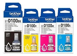 BTD100 Kit 4Cores Original Brother Refil de Tinta Preto e Tricolor Para MFC-T930DW DCP-T730DW DCP-T530DW DCP-T530DW DCP-T430W DCP-T230