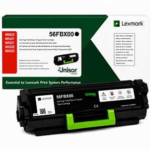 Toner Original 56FBX00 56F4X00 Lexmark Preto 20.000Páginas Para MS521 MX522 MS622 MS421