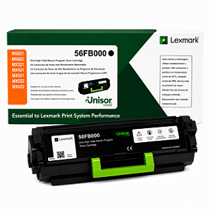 Toner Original 56FB000 56F4000 Lexmark Preto 6.000Páginas Para MS521DN MX521ADE MS621DN MX522ADHE MS622DE MX622ADHE MS321DN MX321ADN MS421DN MX421ADE