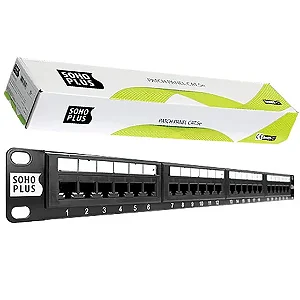 T568AB CAT5E Patch Panel Furukawa Sohoplus 35050438 CAT5E 24PORTAS Com Guia