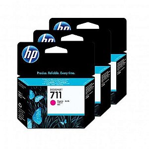 711 CZ135AB Cartucho Original HP Caixa com 3 Unidades Magenta 87ml Para T120 T520 T130