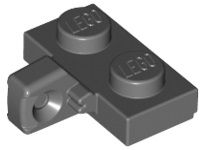 Placa de dobradiça 1x2 com 1 encaixe na lateral cinza escura