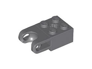 Tijolo Modificado 2x2 com receptáculo para bola e eixo Cinza Escuro