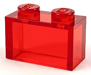 Tijolo 1x2 Translúcido Vermelho