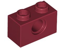 Tijolo 1x2 com Furo Dark Red