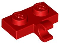 Placa modificada 1x2 com Clip Horizontal Vermelha