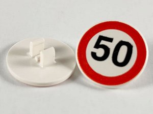 Sinal de trânsito branco 2x2 redondo com grampo branco
