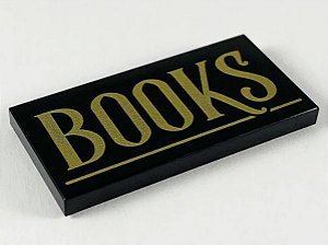 Placa Lisa 2x4 com escrita BOOKS preta