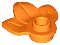 Placa Modificada 1x1 com Planta de 3 folhas Laranja