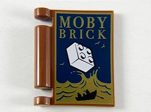 Capa de Livro com escrita 'MOBY BRICK' marrom