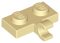 Placa modificada 1x2 com Clip Horizontal Bege