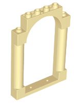 Moldura de Porta 1x6x7 com pilares arredondados arco superior e entalhes Bege