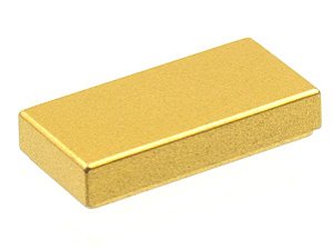 Placa Lisa 1x2 com Ranhura Dourada Metálica