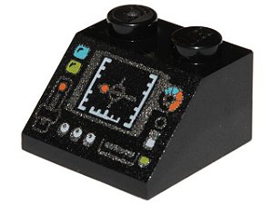 Tijolo Inclinado com Desenho de Painel de Controle Preto