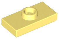 Placa Modificada 1x2 com botão Amarela Clara Brilhante