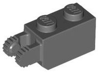 Tijolo 1x2 com Dobradiça Vertical de 9 dentes Cinza Escura