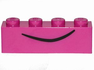 Tijolo 1x4 com desenho de linha curva preta (boca da rainha Watevra) magenta