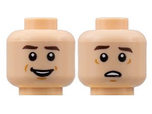 Cabeça com dupla face sorriso pequeno / assustado Light Nougat