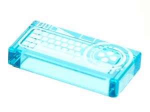Placa Lisa 1x2 com desenho de teclado translúcida azul clara