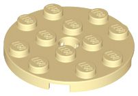 Placa redonda 4x4 com furo Bege