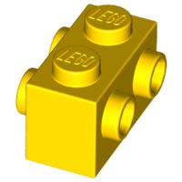 Tijolo Modificado 1x2 com encaixes nas duas laterais Amarelo