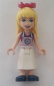 Minifigura Lego Friends - Stephanie com top magenta e avental branco