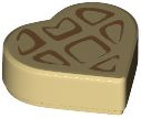Placa Lisa 1x1 com formato de coração e desenho de waffle bege