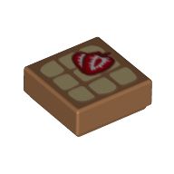 Placa Lisa 1x1 com desenho de waffle e morangos Medium Nougat