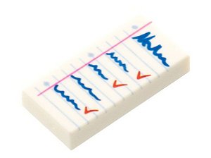 Placa Lisa 1x2 com desenho de bloco de notas e lista com seleção branca