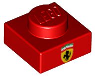 Placa 1x1 Vermelha com Emblema da Ferrari