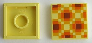 Placa Lisa 2x2 Amarela Brilhante com desenho pixelado de favo de mel Minecraft