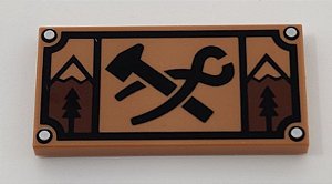 Placa Lisa 2x4 Medium Nougat com desenho de Martelo e Pinças do Ferreiro Negro