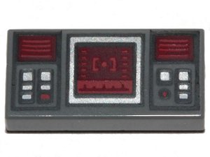 Placa Lisa 1x2 com desenho de Tela de Alvo Star Wars Cinza Escura