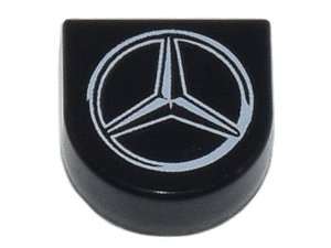 Placa Lisa Redonda 1x1 Preta com Logo da Mercedes-Benz