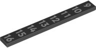 Placa Lisa 1x8 Preta com desenho dos números 9,10,11,12,13,14,15 e 16.