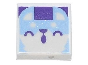 Placa Lisa 1x1 Branca com Desenho de Animal com Olhos Fechados